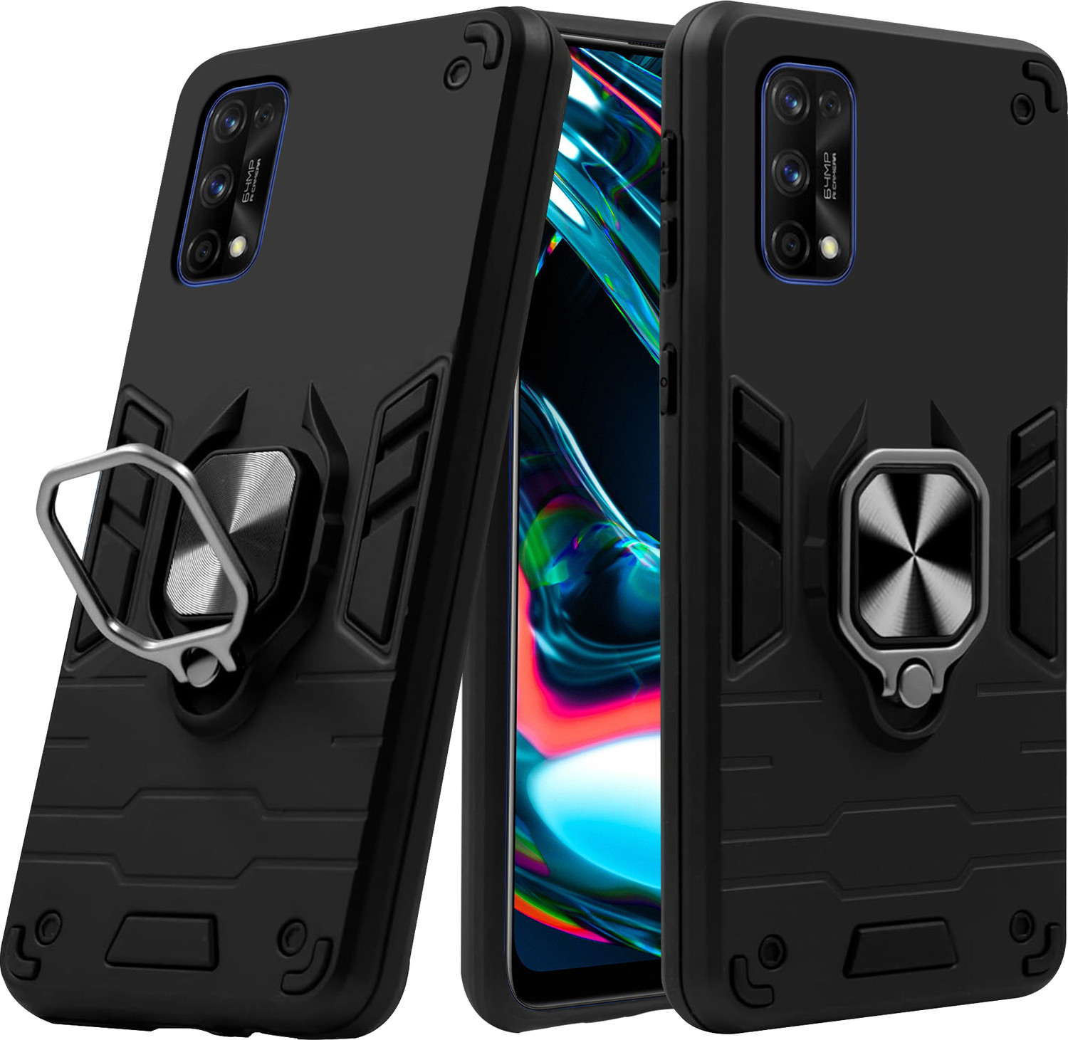 Image of BOZTI Back Cover for Realme 7 Pro (Black, Rugged Armor, Pack of: 1)