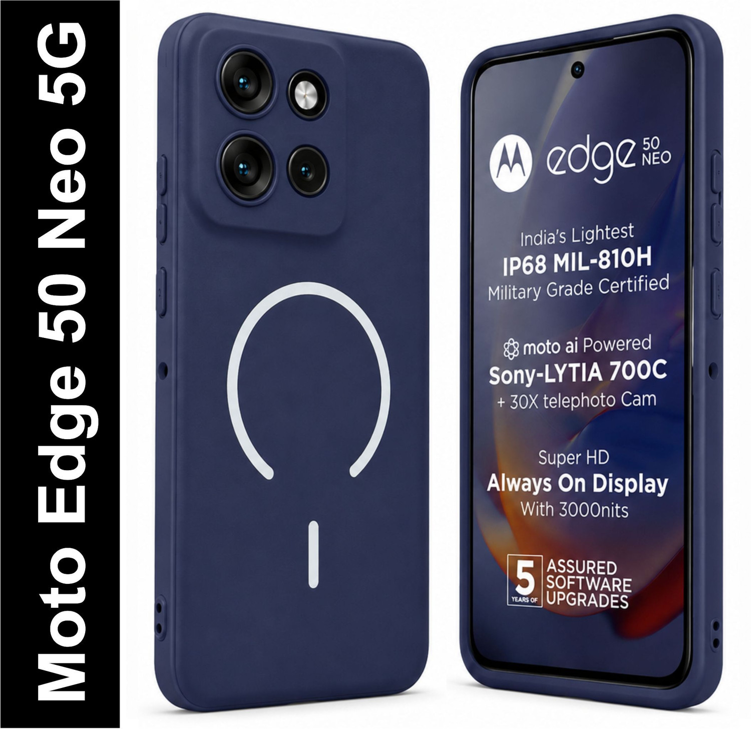 Image of SBMS Back Cover for Motorola Moto Edge 50 Neo 5G (Purple, Shock Proof, Silicon, Pack of: 1)
