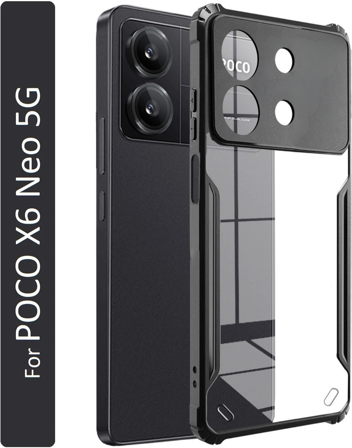 Image of MatteSmoke Back Cover for Poco X6 Neo 5G (Black, 3D Case, Rubber, Pack of: 1)