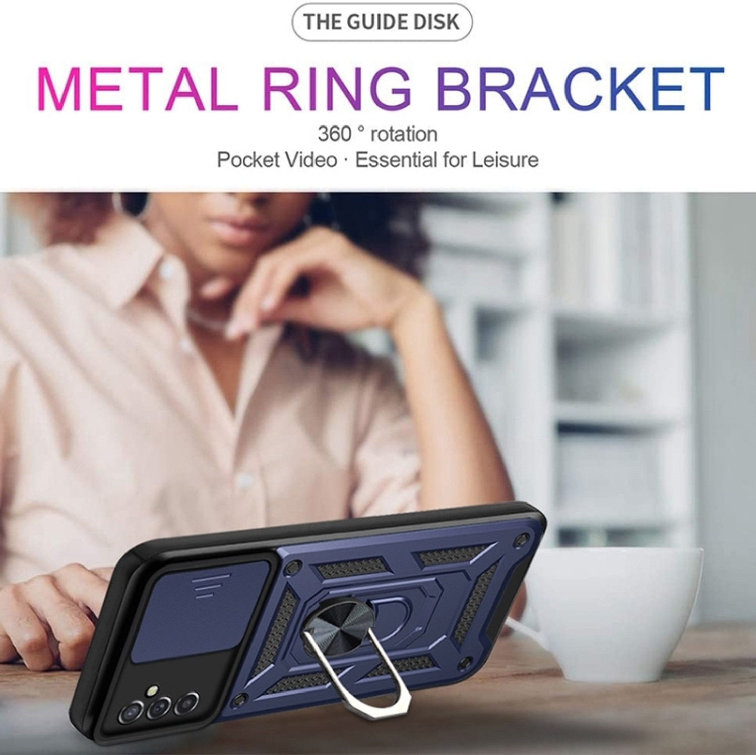 Image of RUNICHA Back Cover for SAMSUNG Galaxy A55 5G (Blue, Shock Proof, Metal, Rubber, Pack of: 1)
