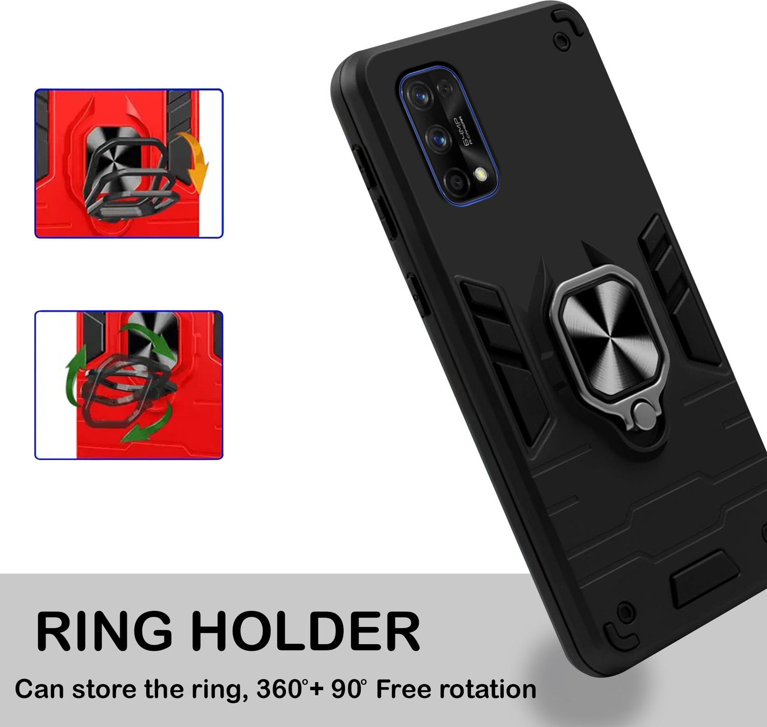 Image of BOZTI Back Cover for Realme 7 Pro (Black, Rugged Armor, Pack of: 1)