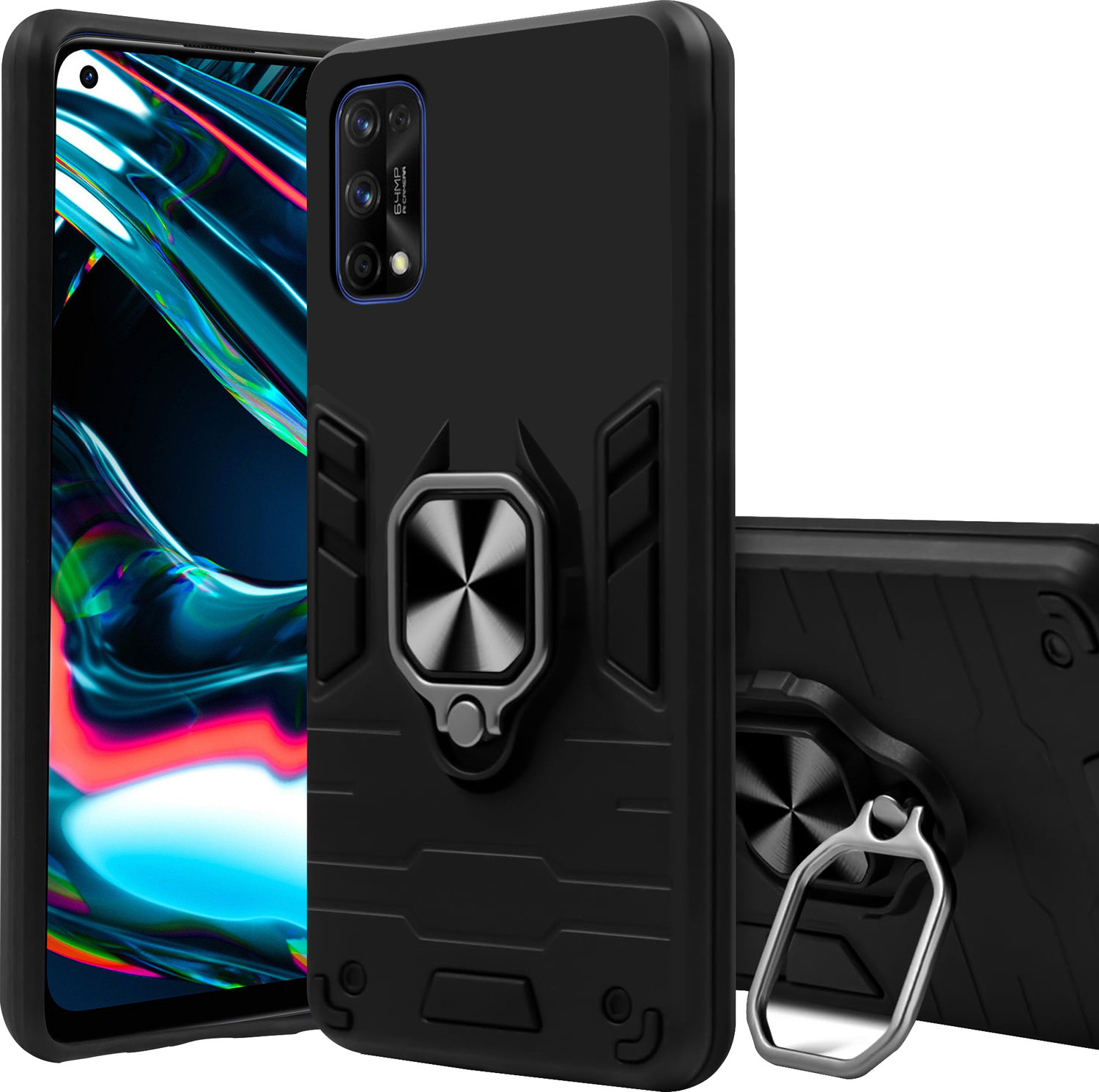 Image of BOZTI Back Cover for Realme 7 Pro (Black, Rugged Armor, Pack of: 1)