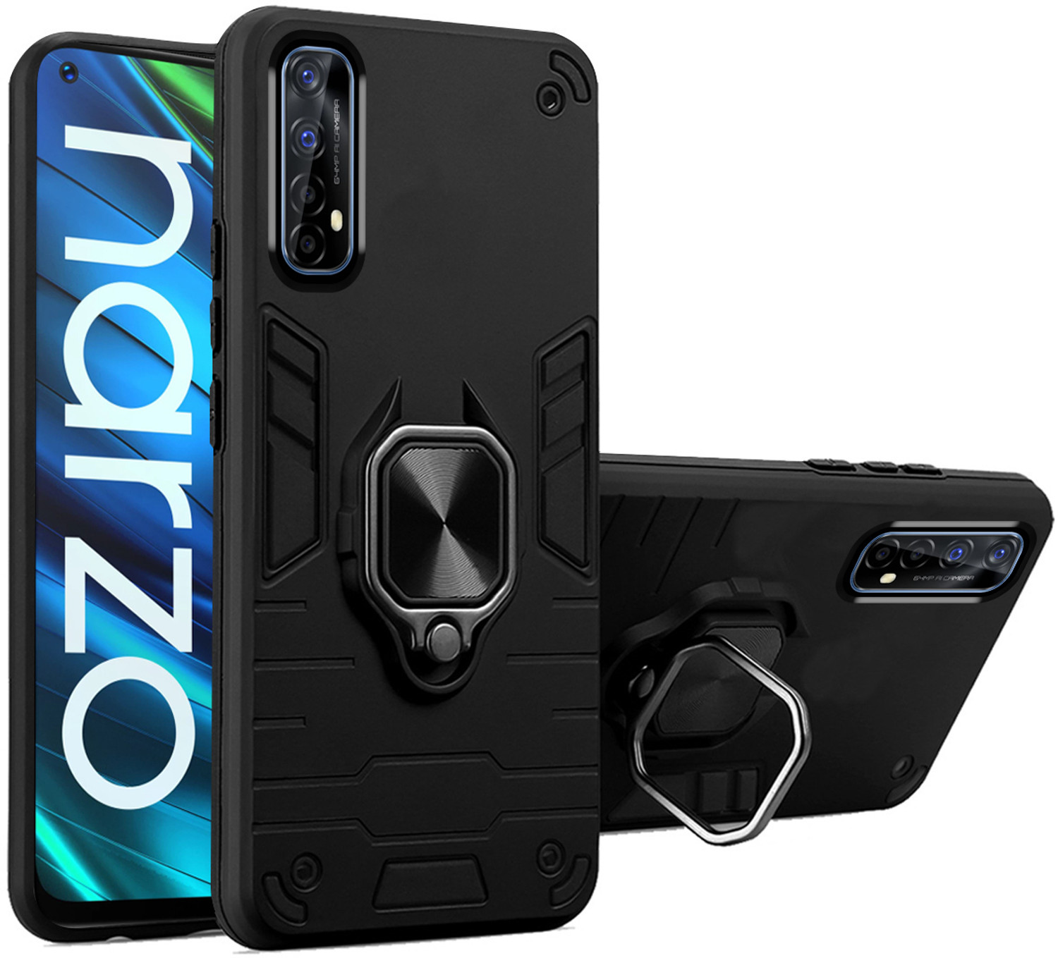 Image of BOZTI Back Cover for Realme 7 Pro (Black, Rugged Armor, Pack of: 1)