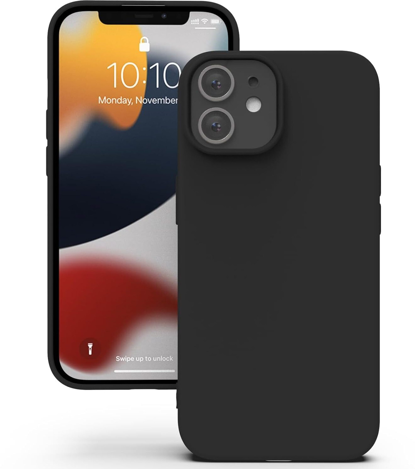 Image of Obstinate Back Cover for APPLE IPHONE 12 MINI SILICONE CASE BLACK|CAMERA PROTECTIVE COVER |SLIM SILICONE CASE (Black, Camera Bump Protector, Silicon, Pack of: 1)