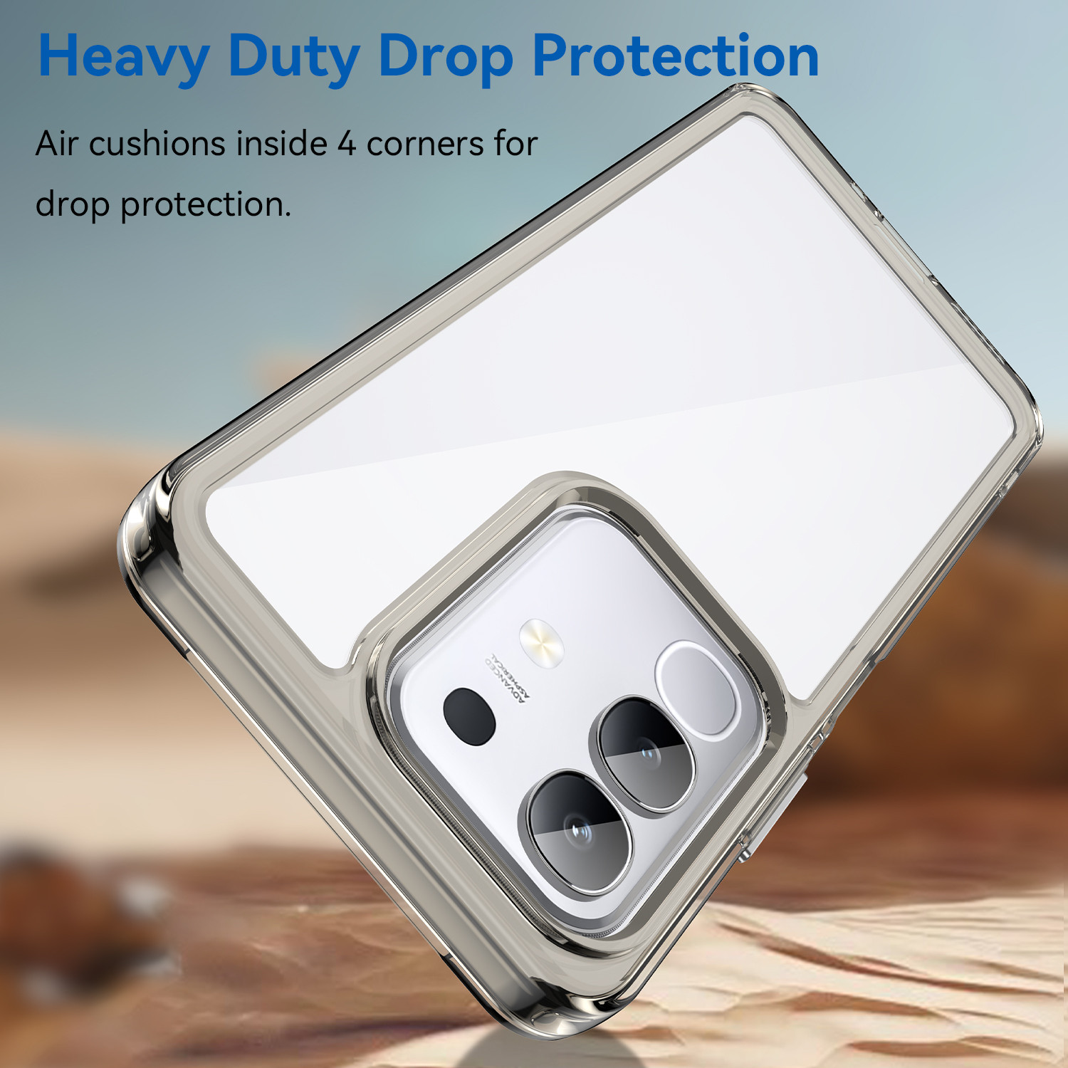 Image of Casener Back Cover for vivo T4x 5G (Beige, Transparent, Shock Proof, Thermoplastic Polyurethane, Pack of: 1)