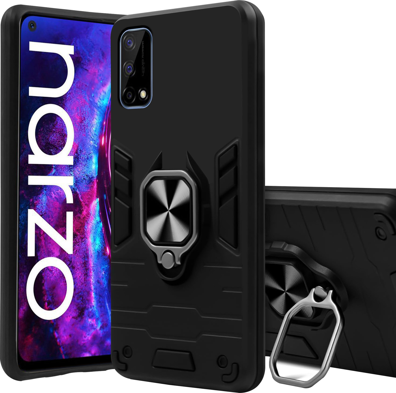 Image of BOZTI Back Cover for Realme 7 Pro (Black, Rugged Armor, Pack of: 1)