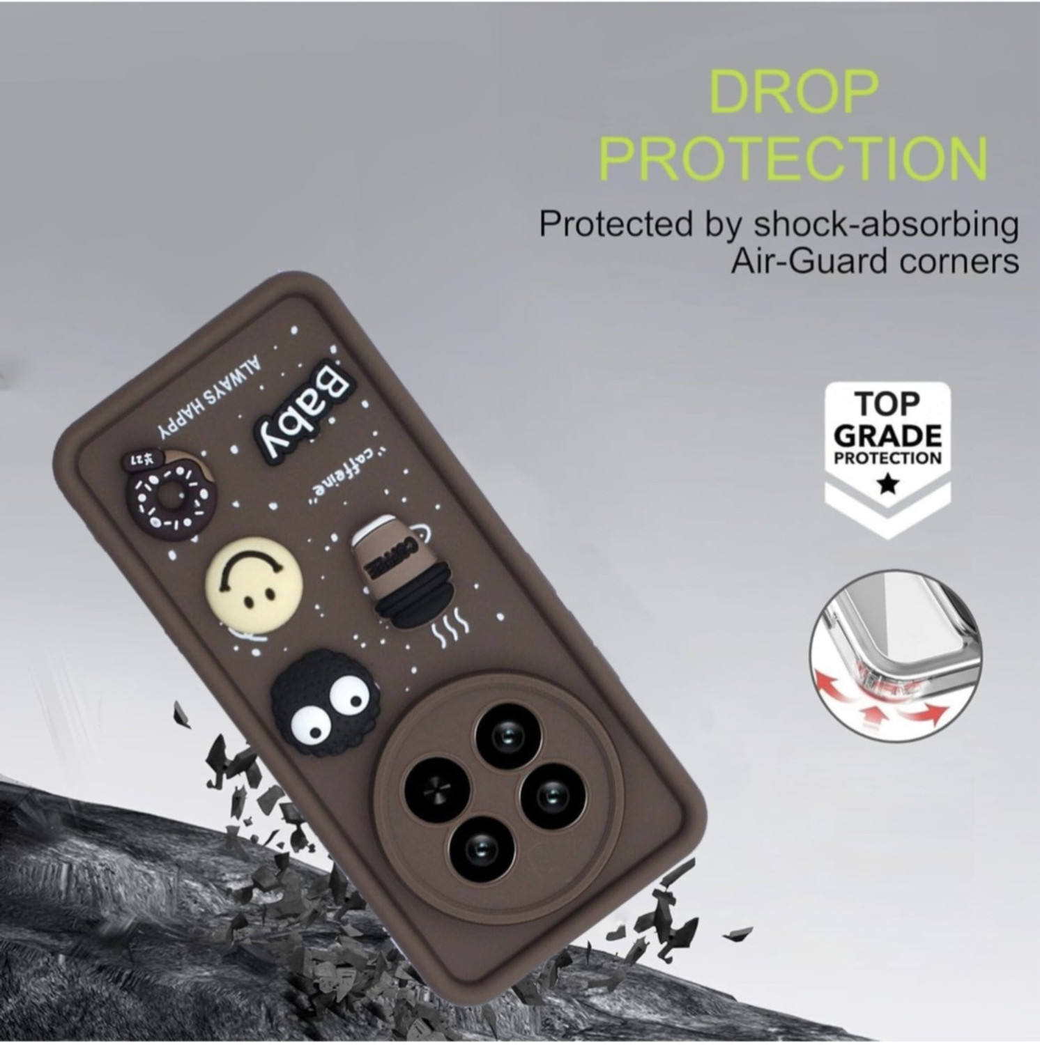 Image of YuniKase Back Cover for REALME 13 PRO PLUS 5G (Brown, Shock Proof, Rubber, Pack of: 1)