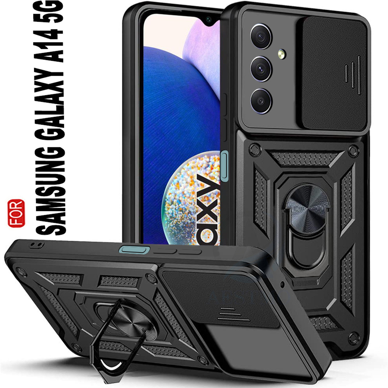 Image of Casekoo - IN CASEKOO IN LOVE Back Cover for Samsung Galaxy A14 5G (Black, Grip Case, Silicon, Pack of: 1)