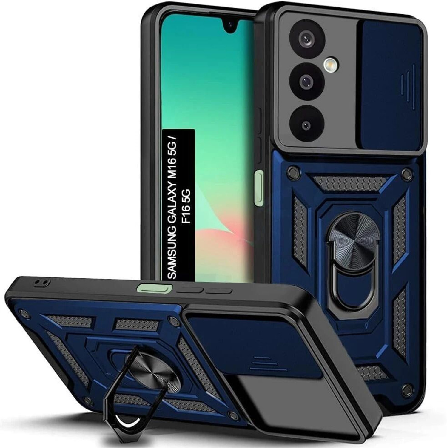 Image of RUNICHA Back Cover for SAMSUNG Galaxy A55 5G (Blue, Shock Proof, Metal, Rubber, Pack of: 1)