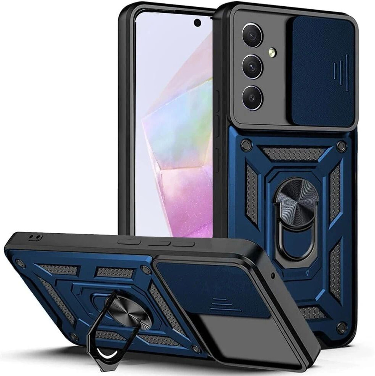 Image of RUNICHA Back Cover for SAMSUNG Galaxy A55 5G (Blue, Shock Proof, Metal, Rubber, Pack of: 1)