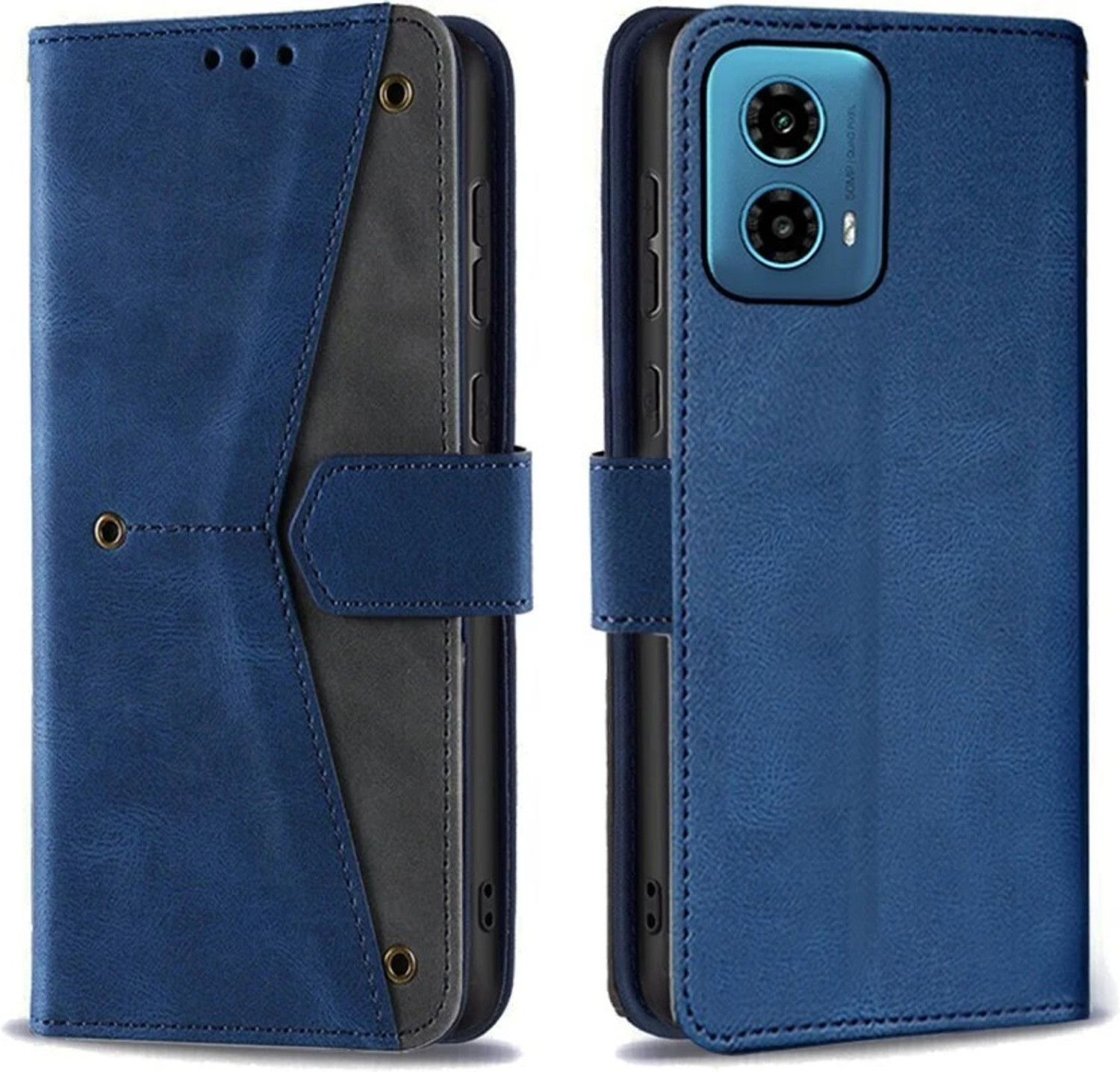 Image of SESS XUSIVE Flip Cover for Motorola Moto G34 5G -Dual-Color Leather Finish Wallet - Brown & Coffee (Multicolor, Dual Protection, Leather)