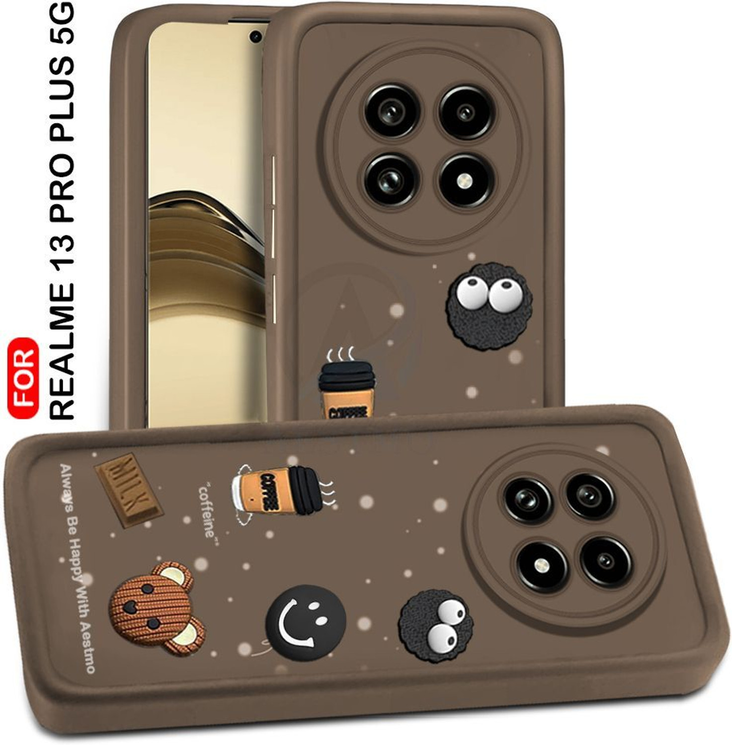 Image of YuniKase Back Cover for REALME 13 PRO PLUS 5G (Brown, Shock Proof, Rubber, Pack of: 1)