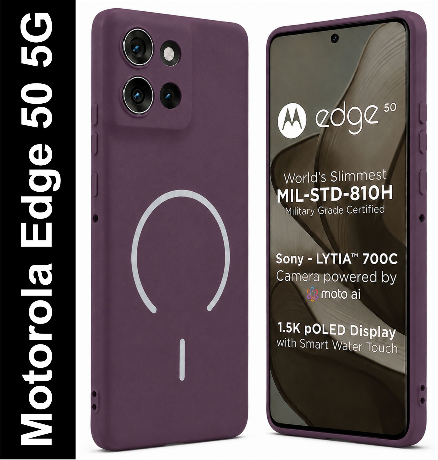Image of SBMS Back Cover for Motorola Moto Edge 50 Neo 5G (Purple, Shock Proof, Silicon, Pack of: 1)