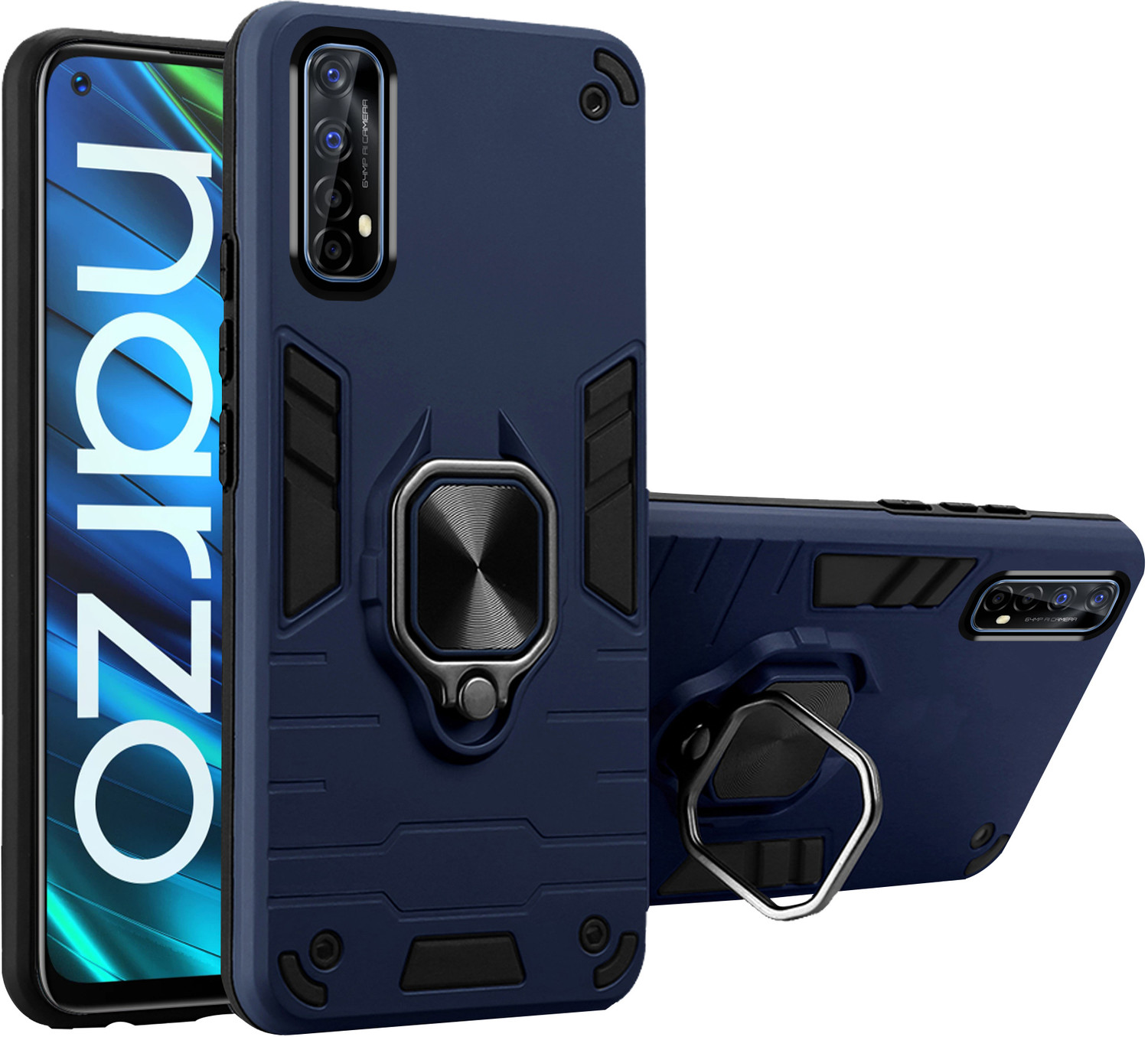 Image of BOZTI Back Cover for Realme 7 Pro (Black, Rugged Armor, Pack of: 1)