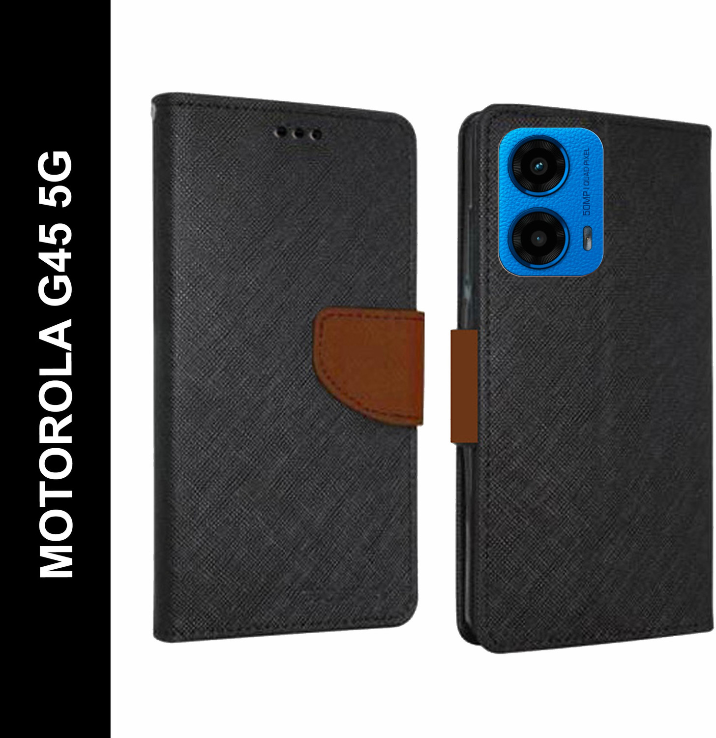 Image of SESS XUSIVE Flip Cover for Motorola Moto G34 5G -Dual-Color Leather Finish Wallet - Brown & Coffee (Multicolor, Dual Protection, Leather)