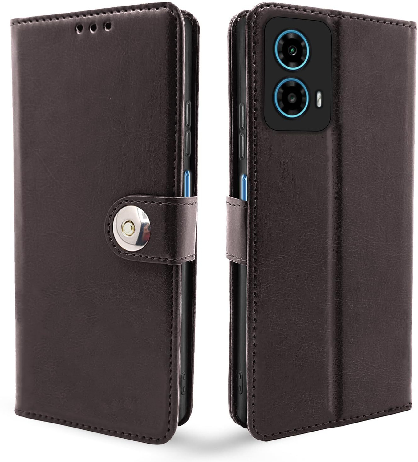 Image of SESS XUSIVE Flip Cover for Motorola Moto G34 5G -Dual-Color Leather Finish Wallet - Brown & Coffee (Multicolor, Dual Protection, Leather)