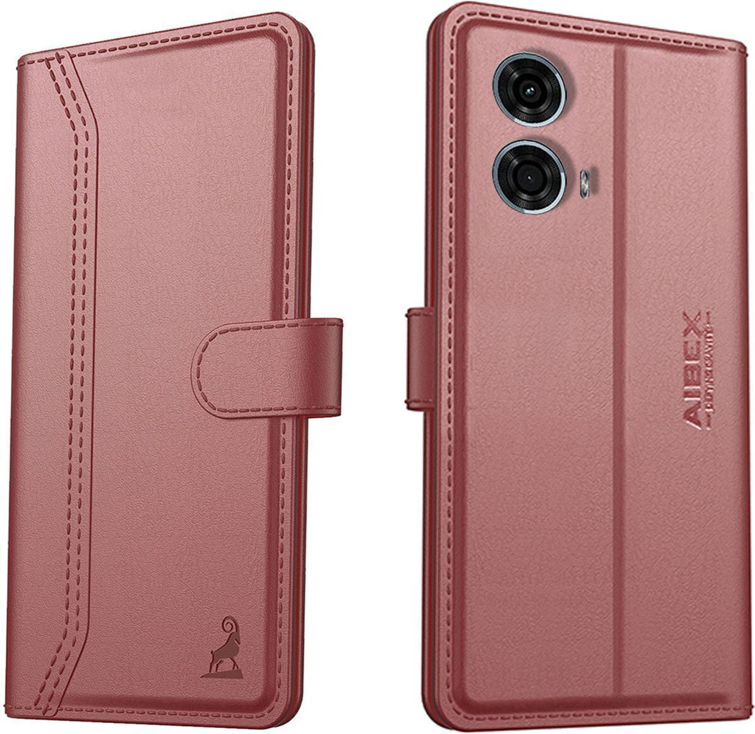 Image of SESS XUSIVE Flip Cover for Motorola Moto G34 5G -Dual-Color Leather Finish Wallet - Brown & Coffee (Multicolor, Dual Protection, Leather)