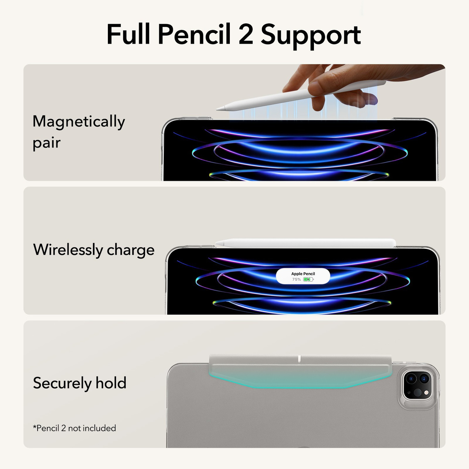 Image of ESR Back Cover for iPad Pro 11 inch Case, Ascend Trifold Series, (2022 /2021, 4th /3rd Generation), with Clasp