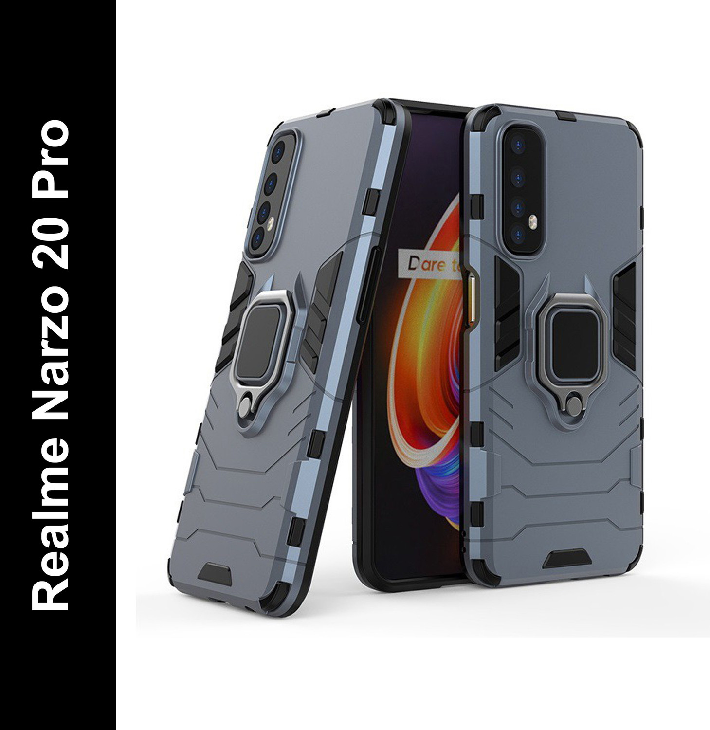 Image of BOZTI Back Cover for Realme 7 Pro (Black, Rugged Armor, Pack of: 1)