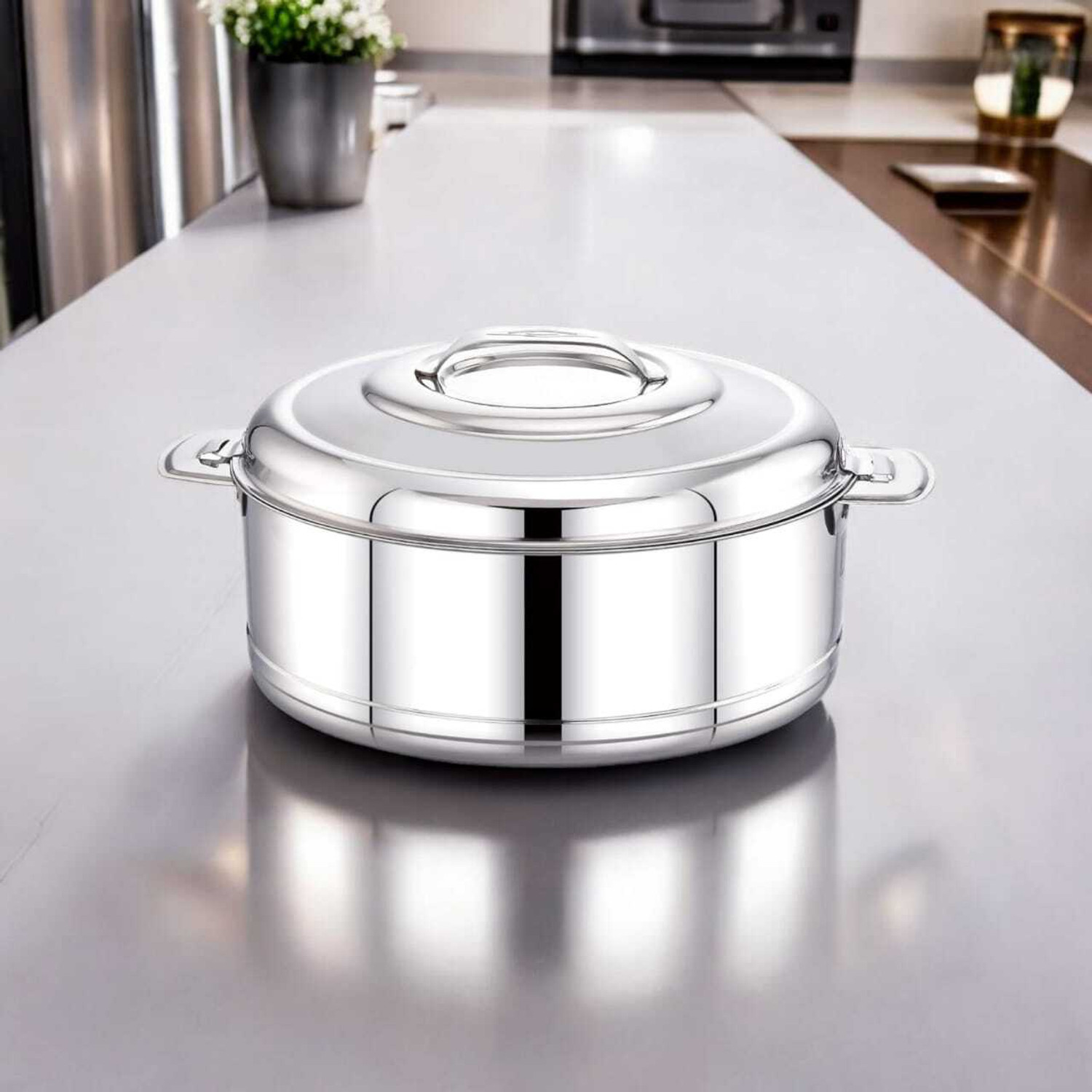 Image of Dhara Stainless Steel Handi Casserole 4000ML Serve Casserole (3000 ml)