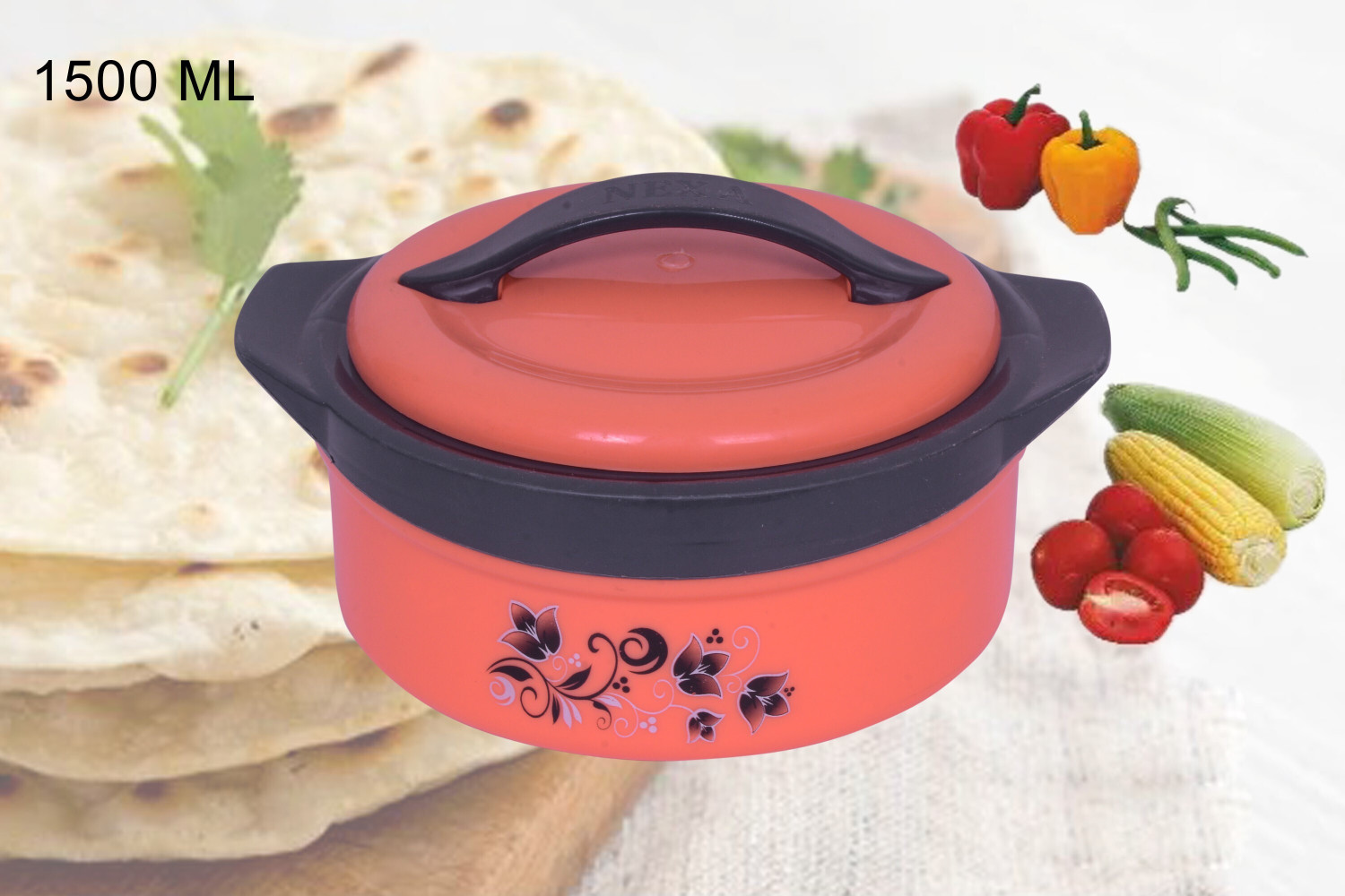 Image of Raghunandan Printed Casserole with Lid for Roti /Chapati || Hot Pot for Hot Meal /Curry Thermoware Casserole (3500 ml)