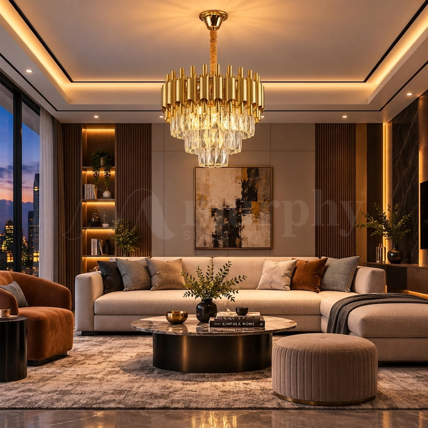 murphy golden mamba gold crystal pendant light metal frame 400mm chand