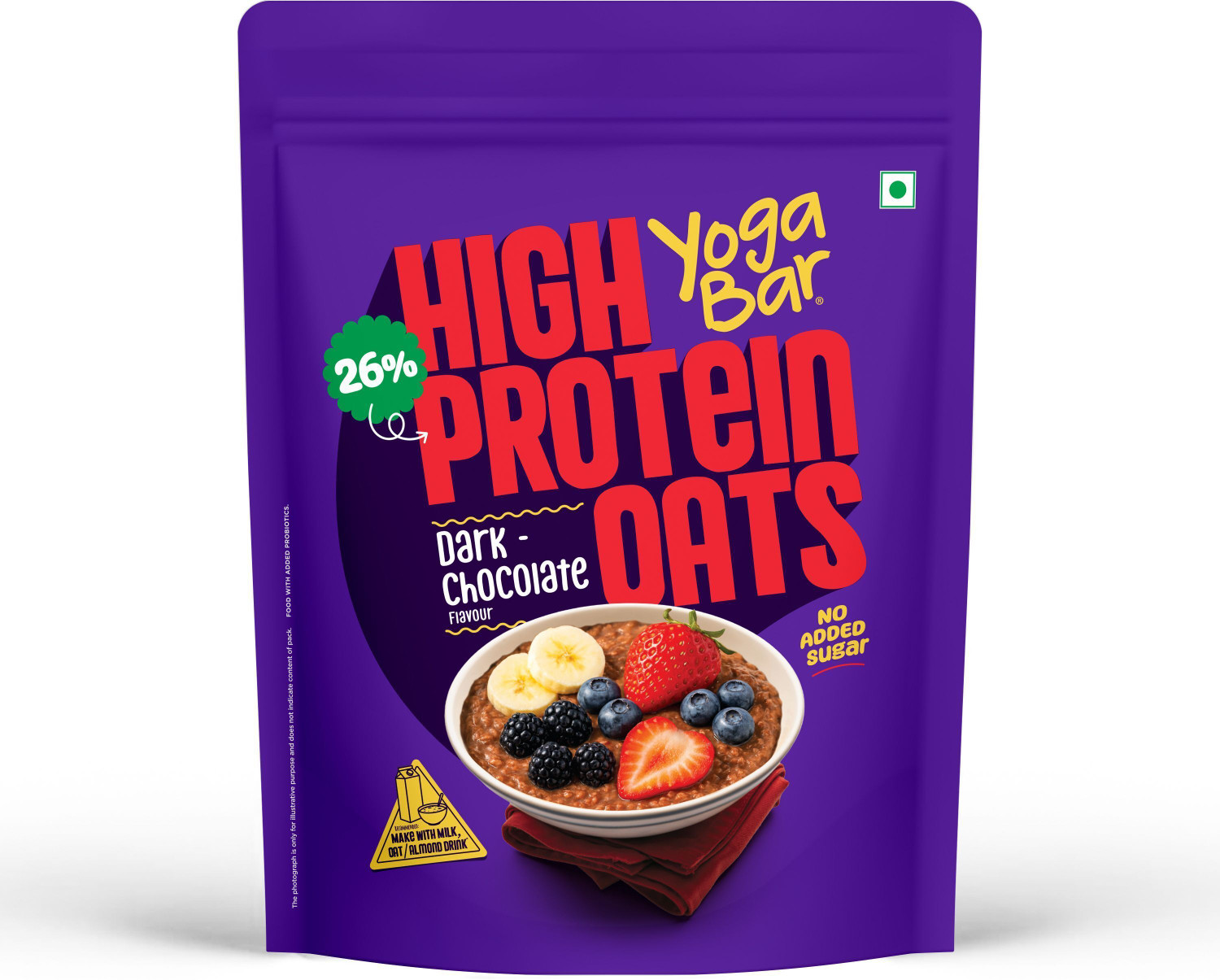 Yogabar High Protein Oats | 20g Protein | Choco Almond Oatmeal New Variant Pouch