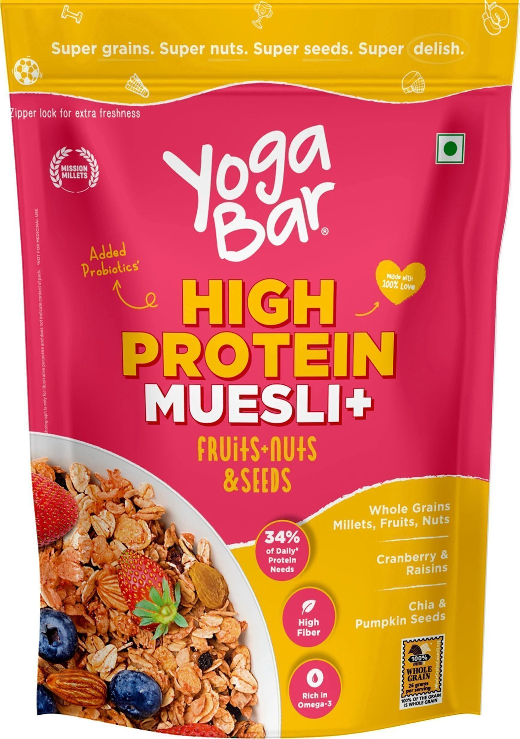 Image of fulfilling No Sugar Muesli 700g- Gluten free healthy breakfast- Seeds, Nuts and Dry fruits Pouch (700 g)