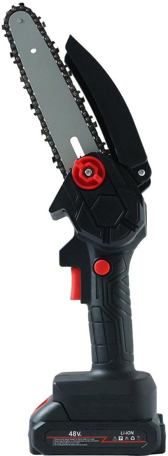 Image of UnV Chainsaw 48V Cordless Mini Chainsaw 6-Inch, Rechargeable Electric Handheld Pruning Saw Wood Cutter