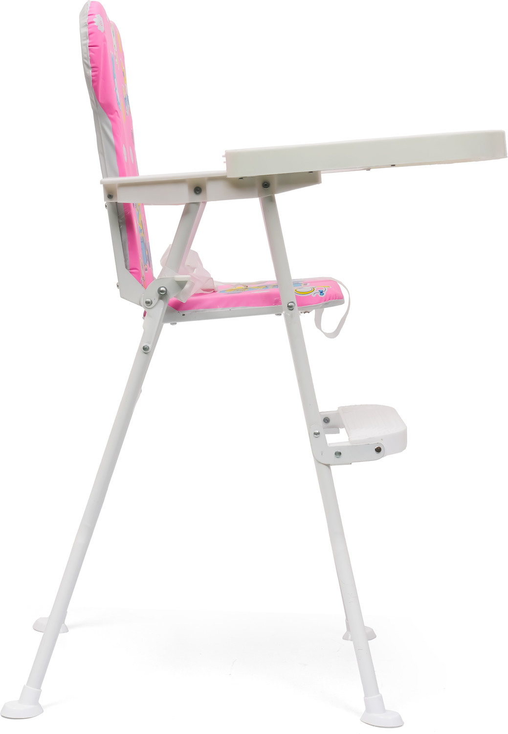 Image of DANDLES Baby Highchair with Soft Cushion and Protection Belt and Feeding Mealtime Tray (Pink)