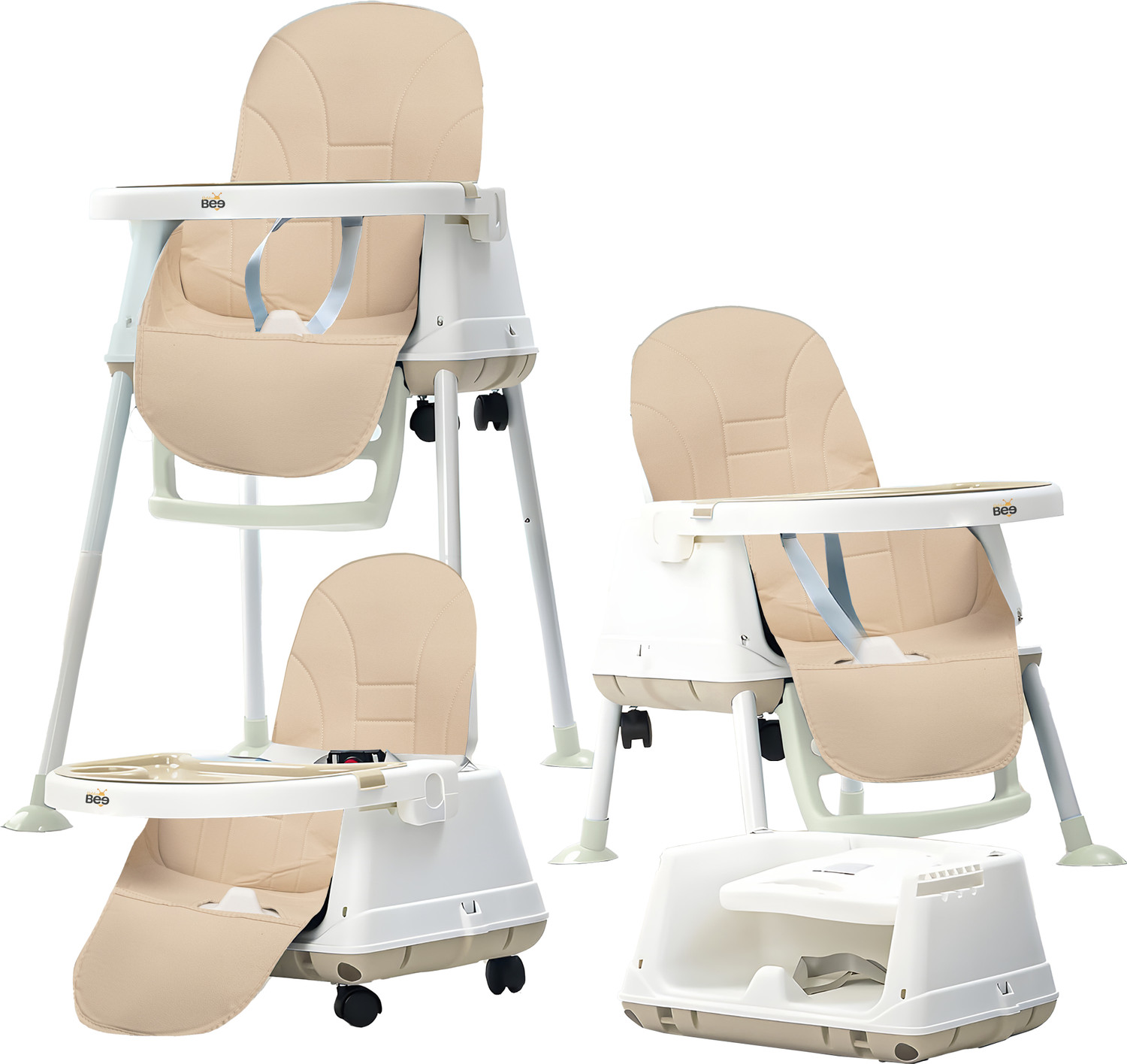 Golden Bee Deluxe 4 in 1 Baby High Chair,Feeding Seat,Tray,Wheels,Cushion Seat,6-36 months