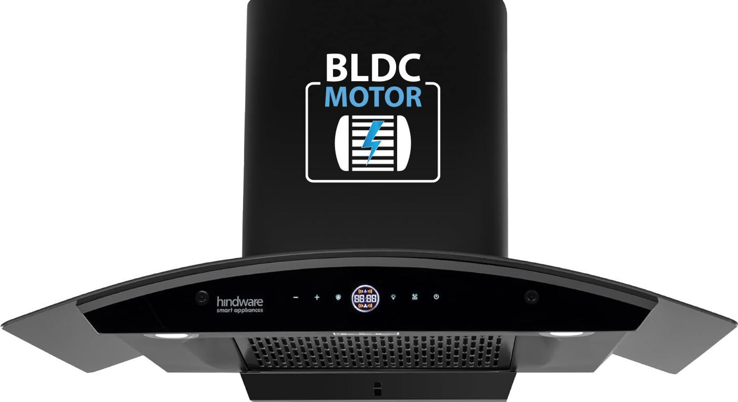 Image of Beyond Appliances Eris 90cm Slant Android Chimney Filter-Less 1500 CMH 60 cm Auto Clean Chimney (Wall Mounted, Black)