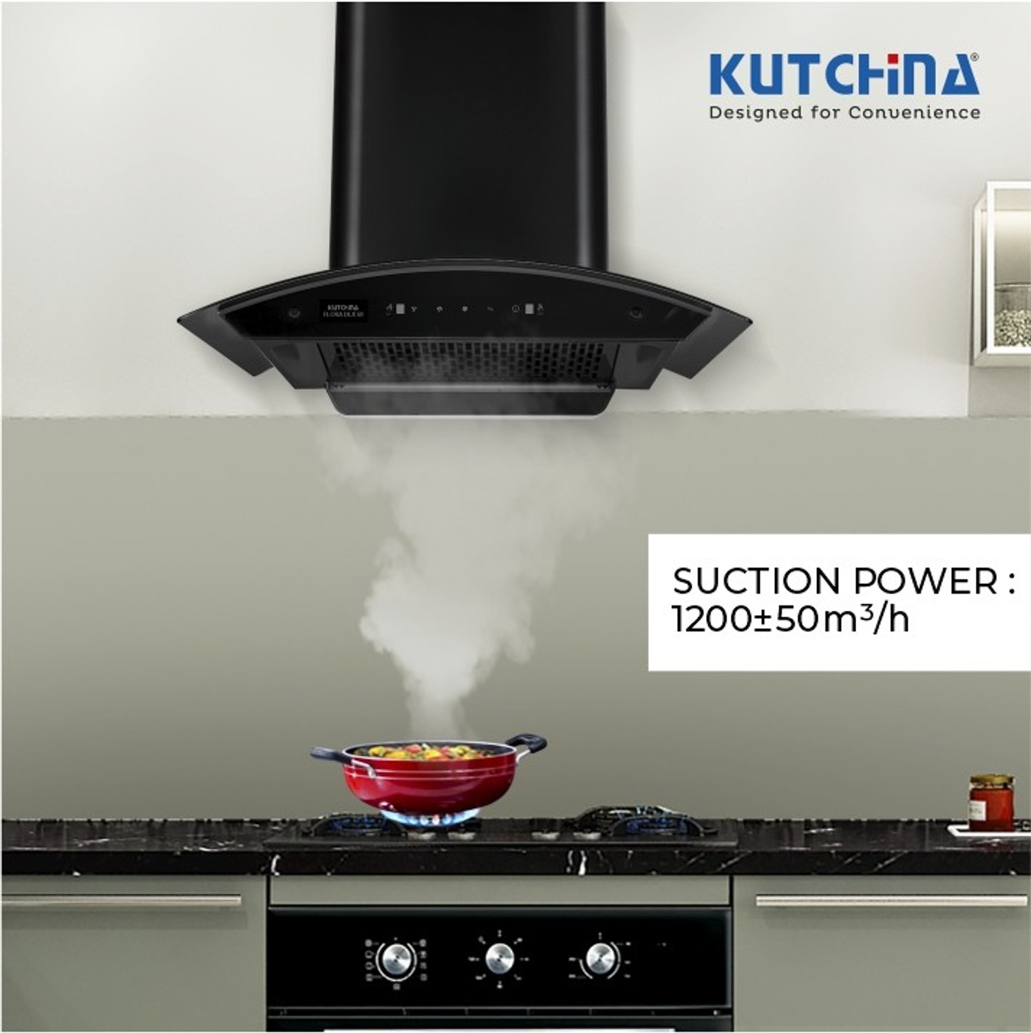 Image of Kutchina Flora Dlx 60 Auto Clean Wall Mounted NA 1200 CMH Chimney