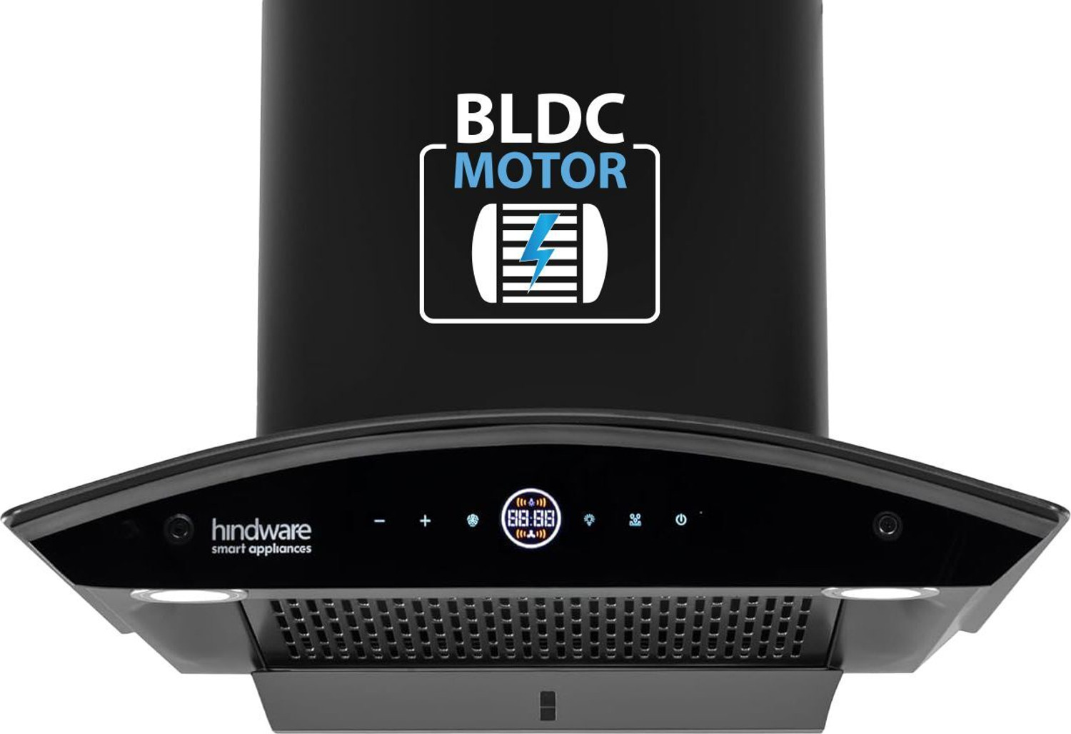 Image of Beyond Appliances Eris 90cm Slant Android Chimney Filter-Less 1500 CMH 60 cm Auto Clean Chimney (Wall Mounted, Black)