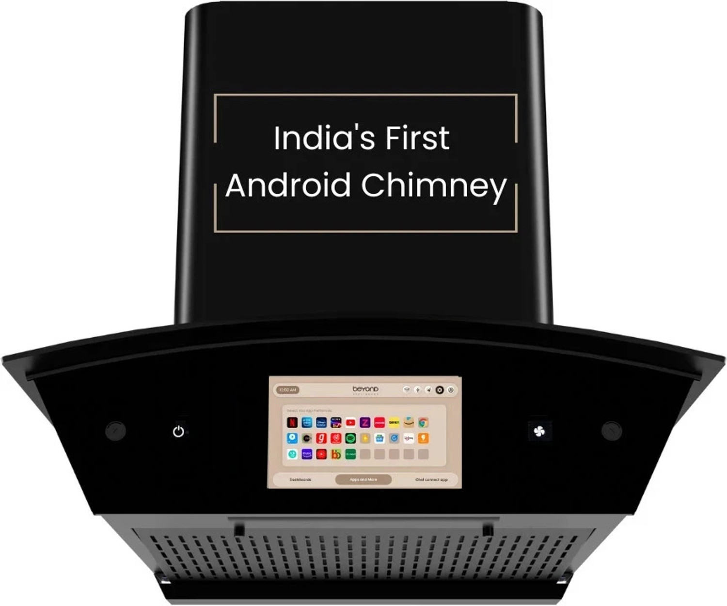 BEYOND BY BYONDNXT Asteria 60cm Android Chimney Filter-Less Auto Clean Wall Mounted Black 1408 CMH Chimney