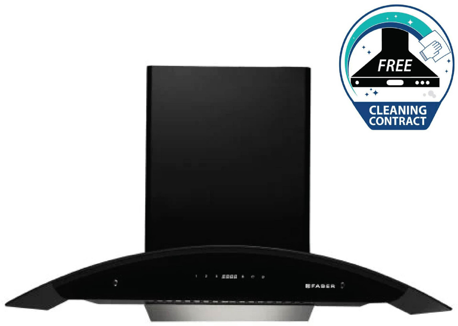 Image of FABER Hood Primus Plus Energy HC SC BK 90 / Hood Primus Plus Energy SC HC BK 90 Auto Clean with Powerful Suction Capacity Wall Mounted BK GLASS+SS 1500 CMH Chimney