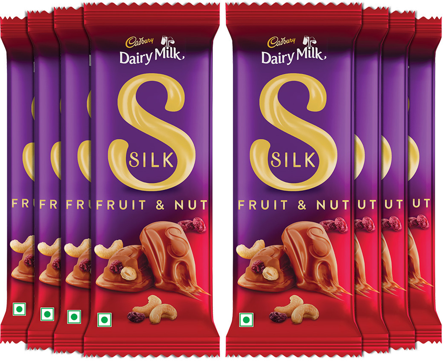 Cadbury Dairy Milk Silk Fruits and Nut Chocolate Bar, 55 g (Pack of 8) Bars
