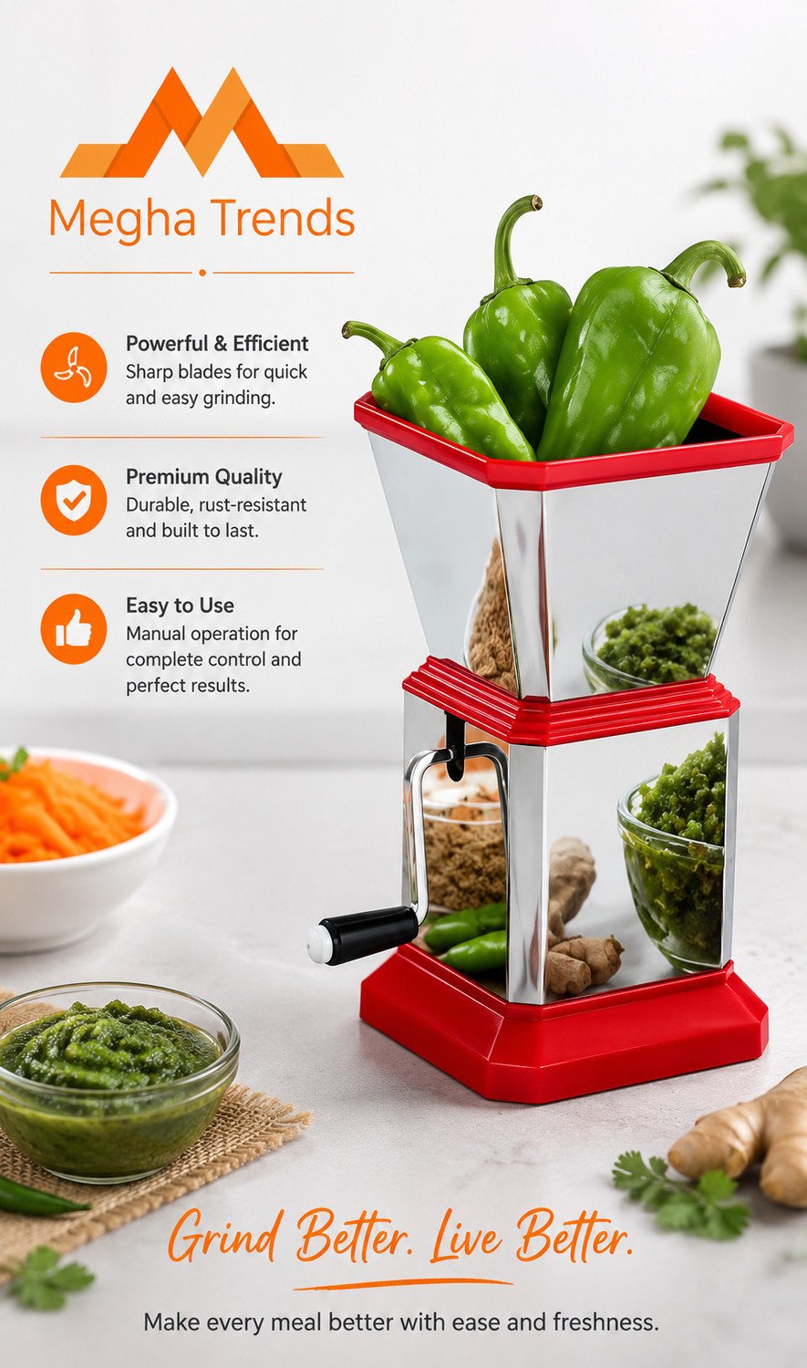 Image of THERMOCOOL Home Mate' Turbo Chopper (2 in 1) Vegetable & Fruit Chopper (1 Chopper)