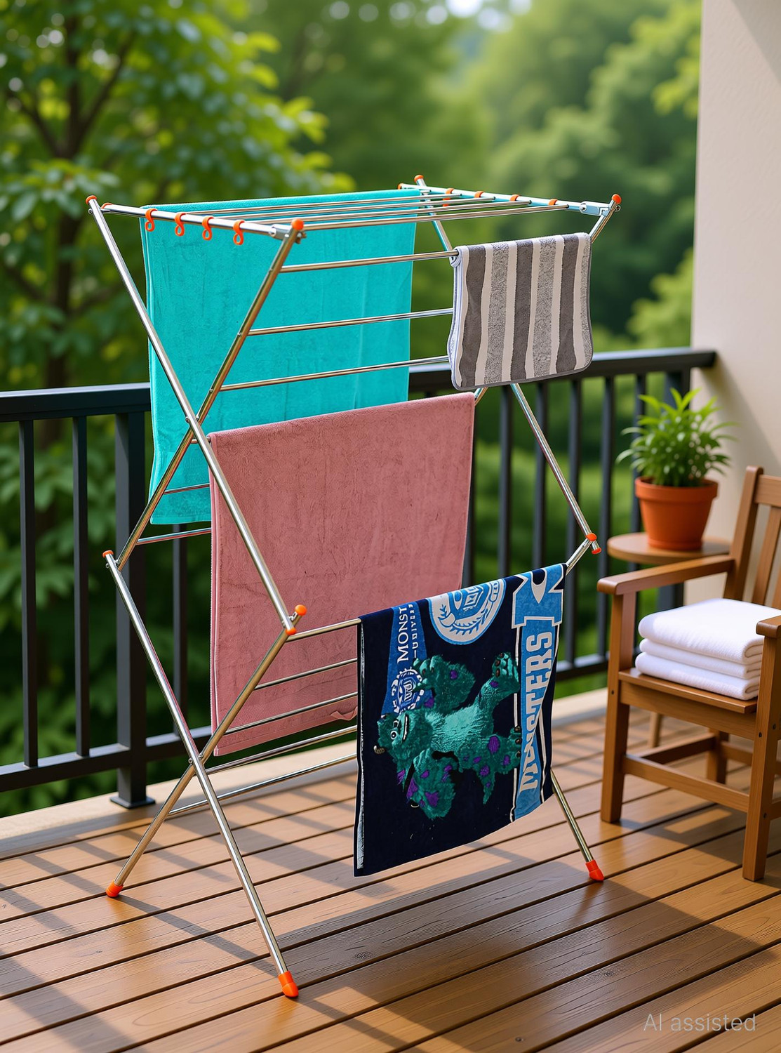Homwell Steel Floor Cloth Dryer Stand Heavy Duty Stainless Steel Large