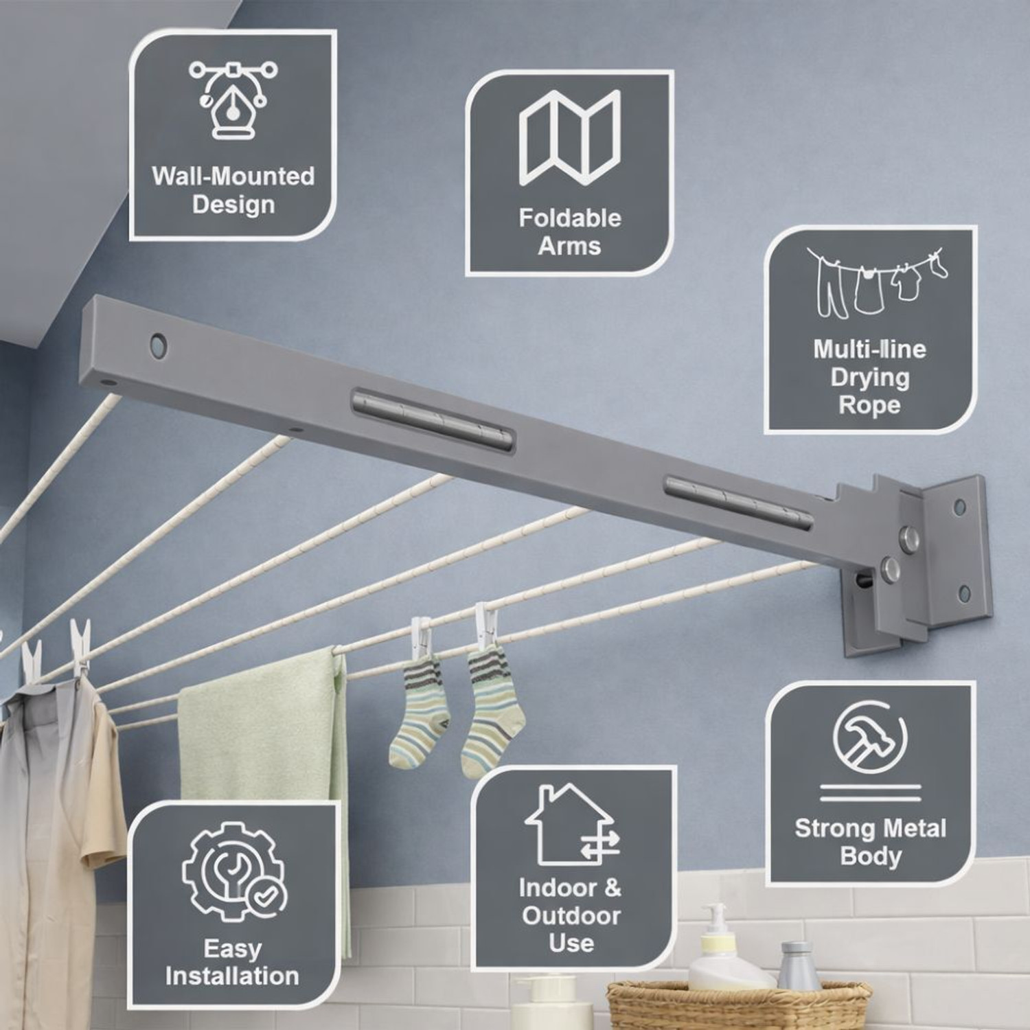 Image of doodad Steel Wall Cloth Dryer Stand CDS-MSWM4T (4 Tier)