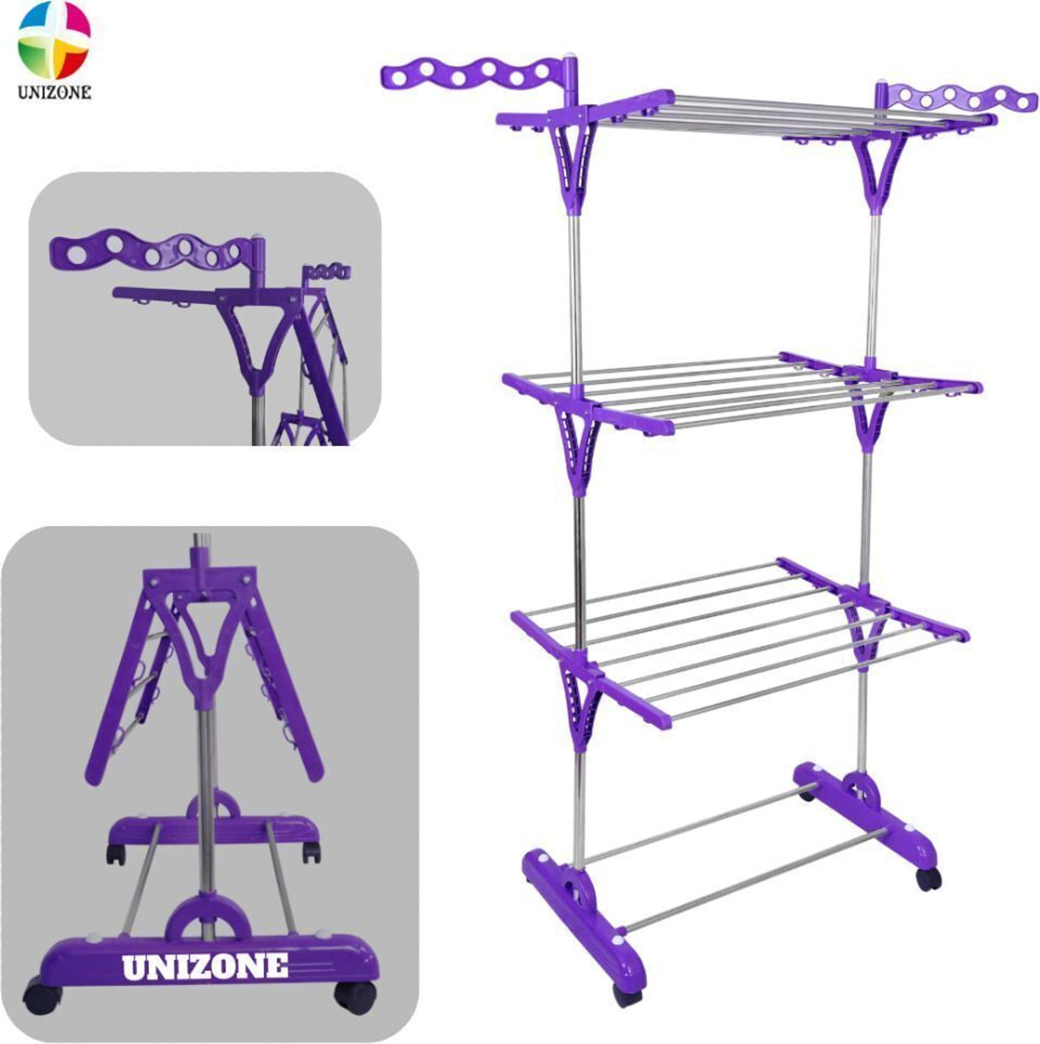 Image of Flipkart SmartBuy Steel Floor Cloth Dryer Stand Pipe Cloth Stand Black Big FSB-004 (1 Tier)
