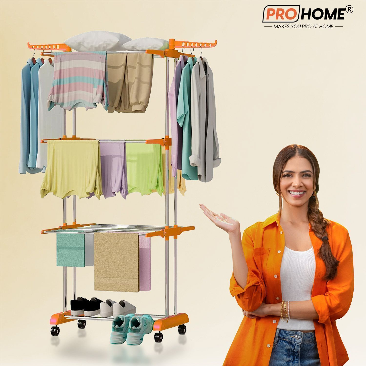 Image of Flipkart SmartBuy Steel Floor Cloth Dryer Stand Pipe Cloth Stand Black Big FSB-004 (1 Tier)