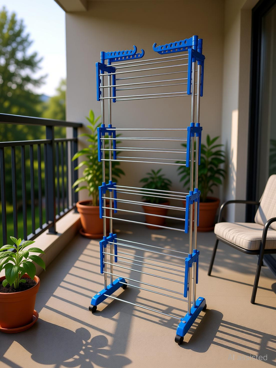 TNC Steel, Plastic, Aluminium Floor Cloth Dryer Stand T-CDS-B2SS-4 TIE