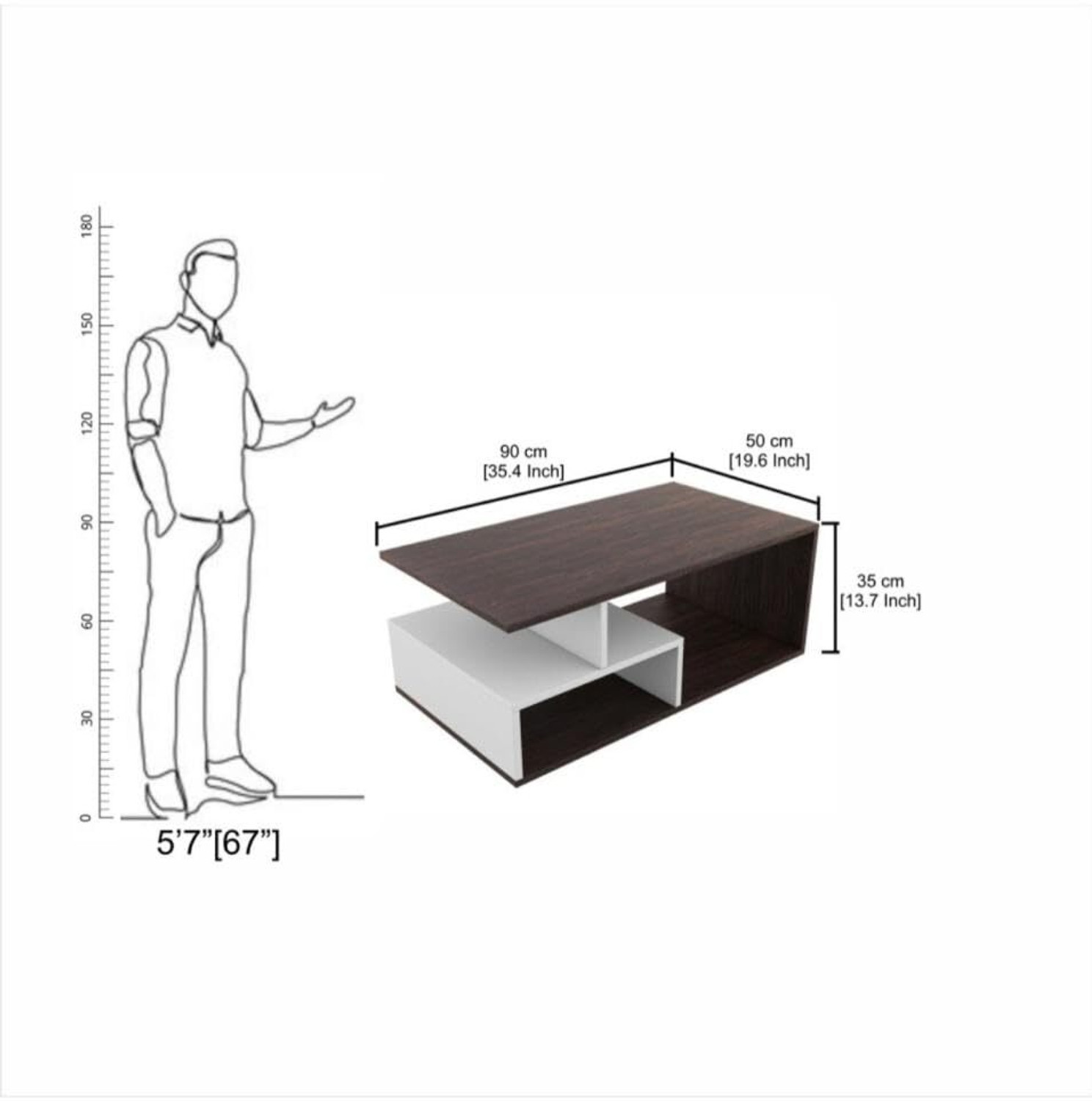 Image of FORKTAIL Engineered Wood Center Table /Teapoy with Shelve for Living Room Engineered Wood Coffee Table (Finish Color - Brown Textured, DIY(Do-It-Yourself))