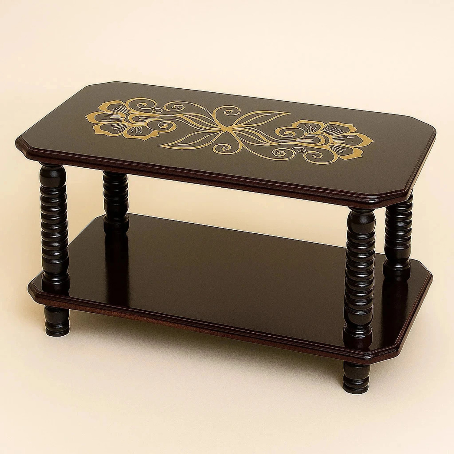 Image of FORKTAIL Engineered Wood Center Table /Teapoy with Shelve for Living Room Engineered Wood Coffee Table (Finish Color - Brown Textured, DIY(Do-It-Yourself))