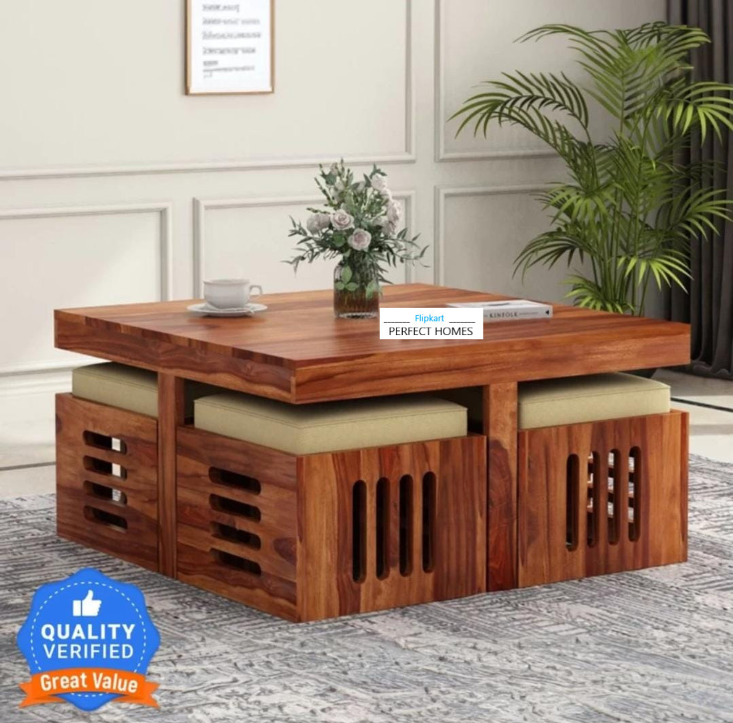 Perfect Homes Pure Sheesham Wood Coffee Table – ₹10,627
