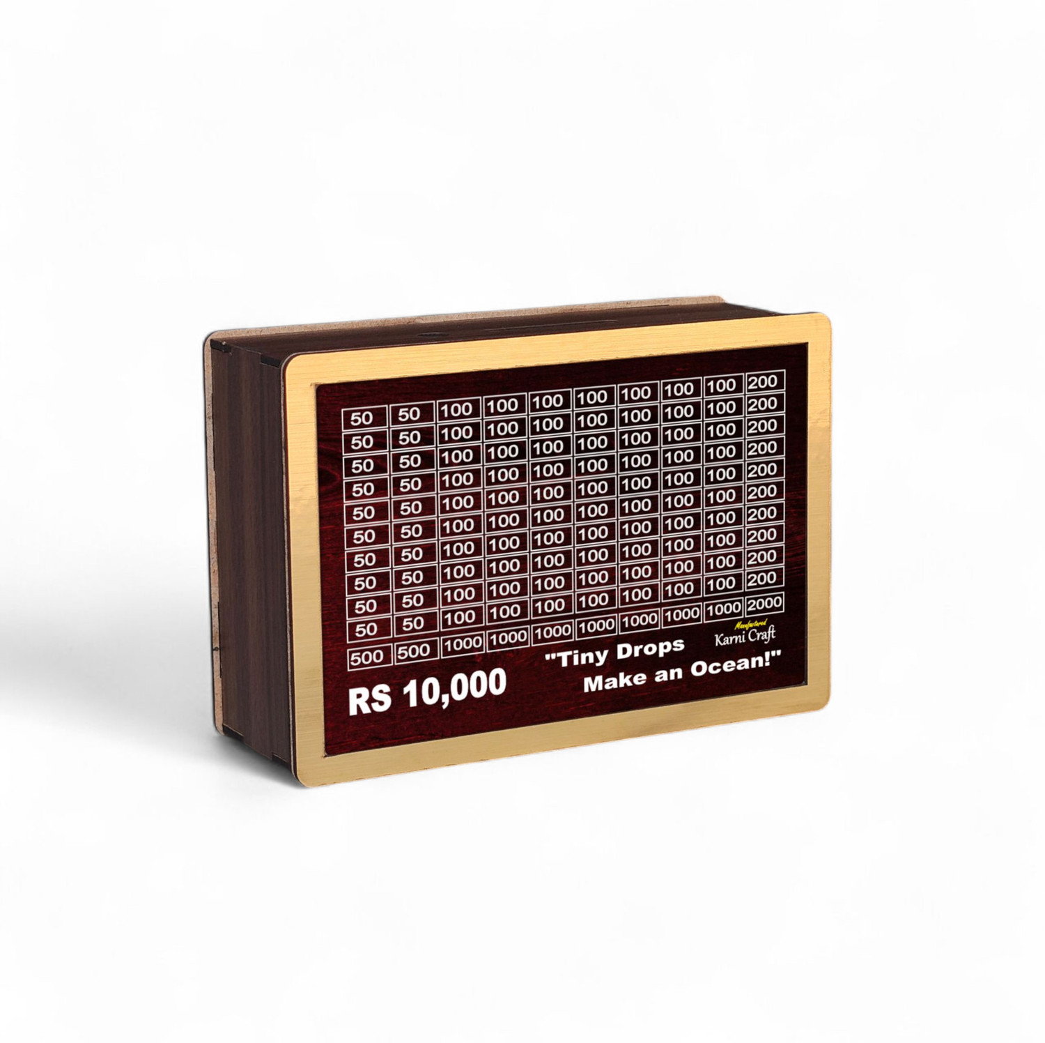 Image of Kindly 1,00,000 Rupees Money Saving Piggy Bank | Wooden Piggy Bank with Easy Tracking Coin Bank (Brown)