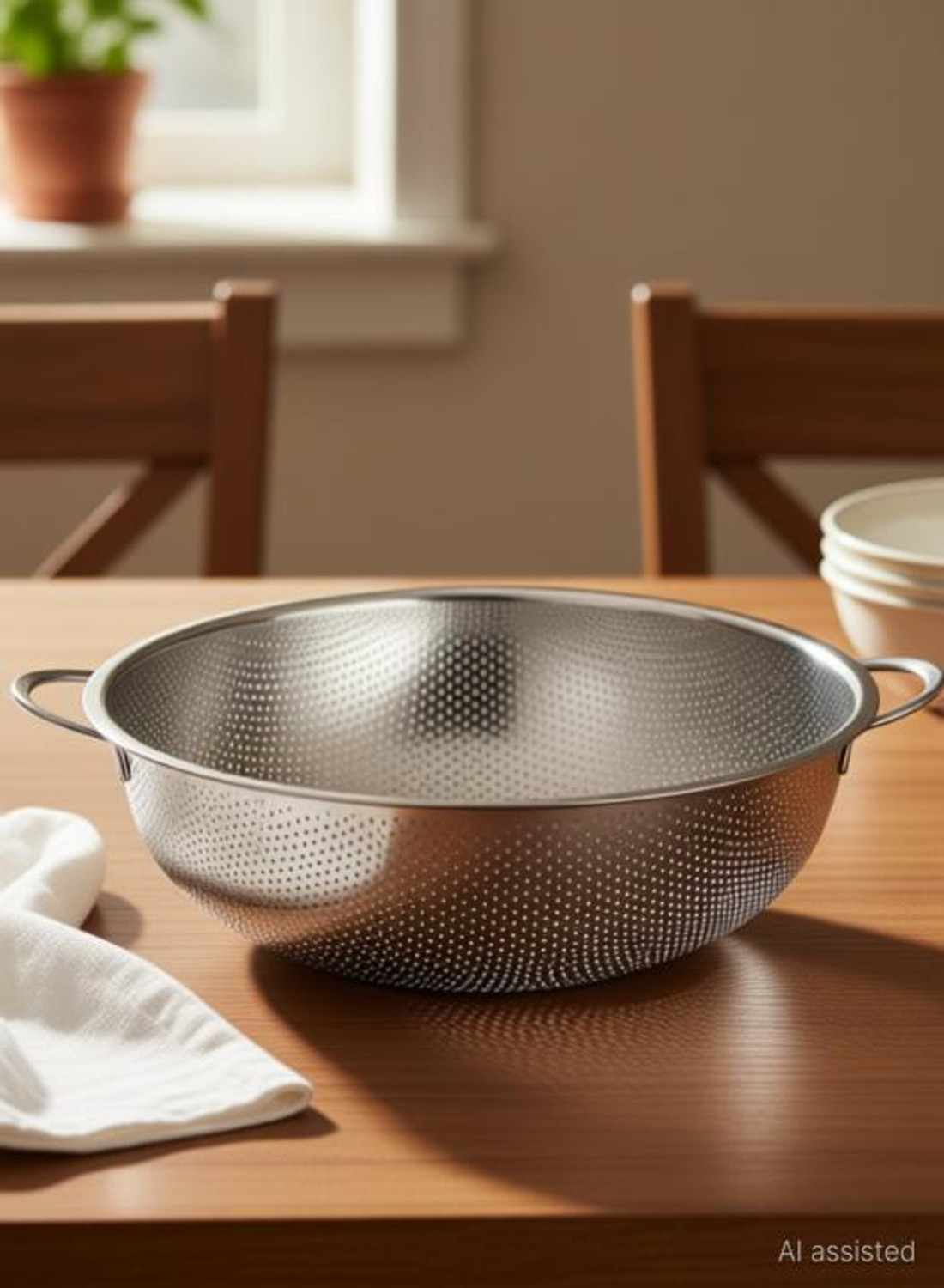 DARSHANAM WORLD Stainless Steel Kitchen Fruit Vegetable Rice Washing Baskets Strainer Drainer with Handle Drain Basin Basket Collapsible Colander