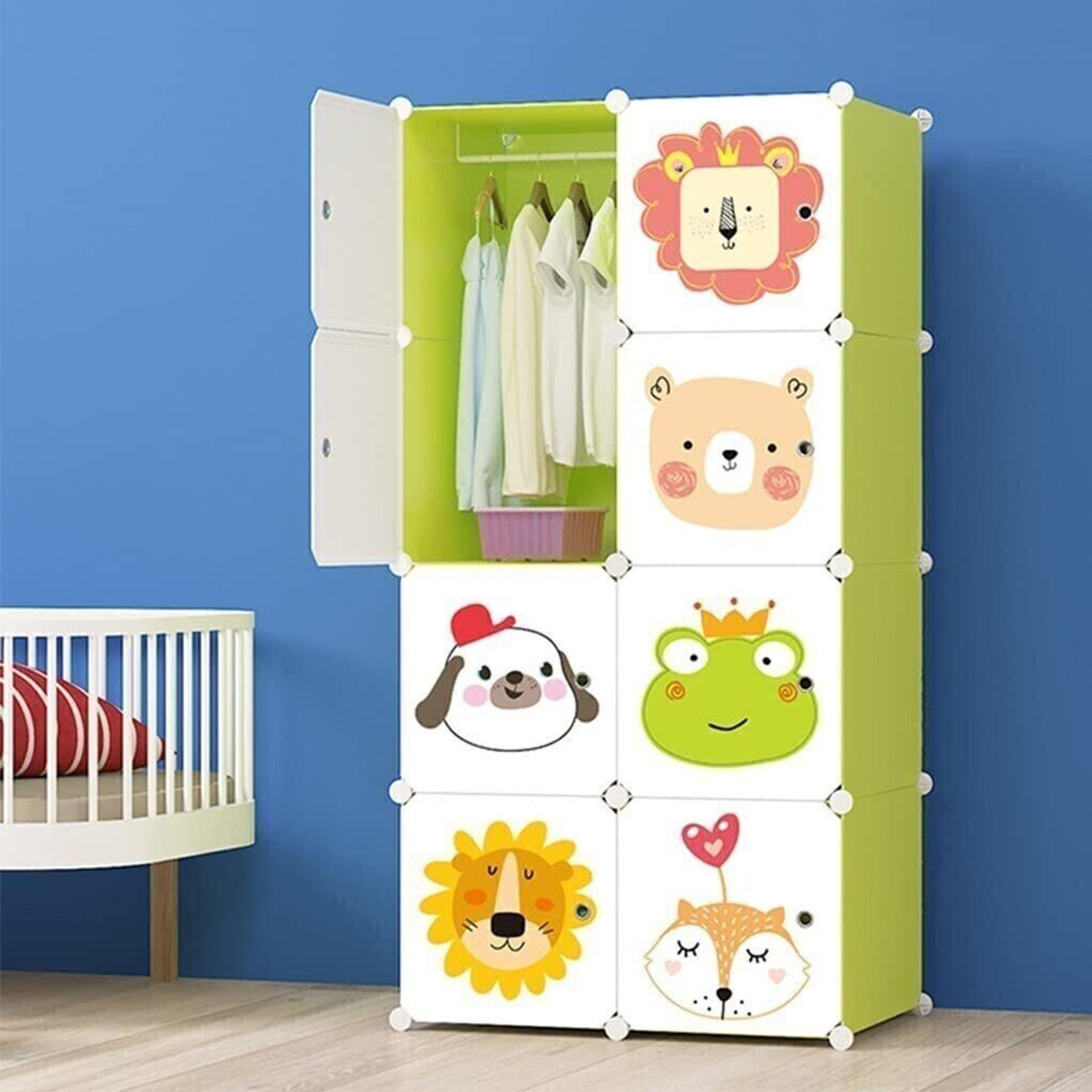 KriShyam Multipurpose Portable, Collapsible Plastic Wardrobe for Clothes Green, 8 Layer PP Collapsible Wardrobe  (Finish Color - Multicolor, DIY(Do-It-Yourself))