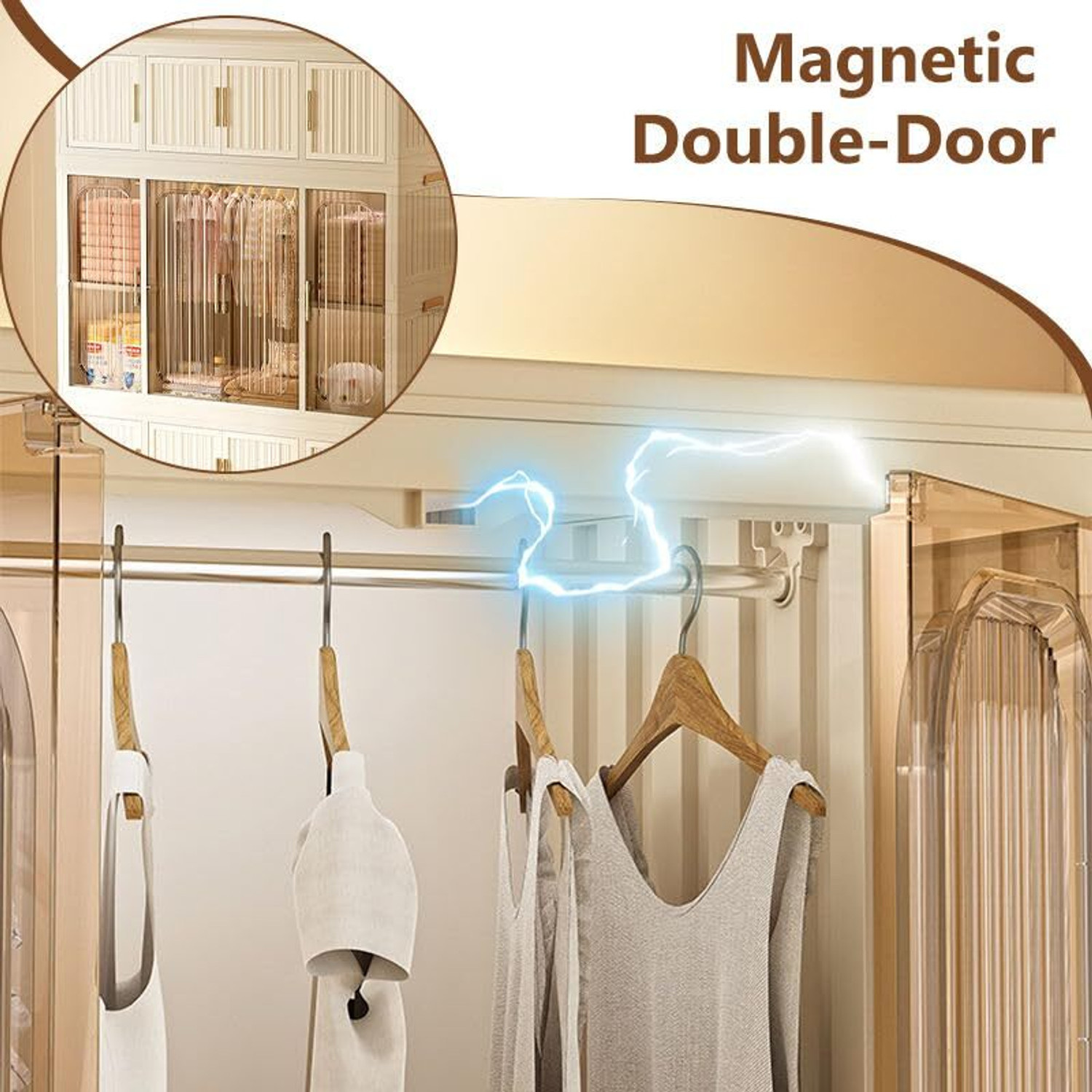 Image of Hemovia 8 Door 12 Shelf Plastic Foldable Wardrobe for Clothes Plastic Cloth Rack PP Collapsible Wardrobe (Finish Color - White-651, DIY(Do-It-Yourself))